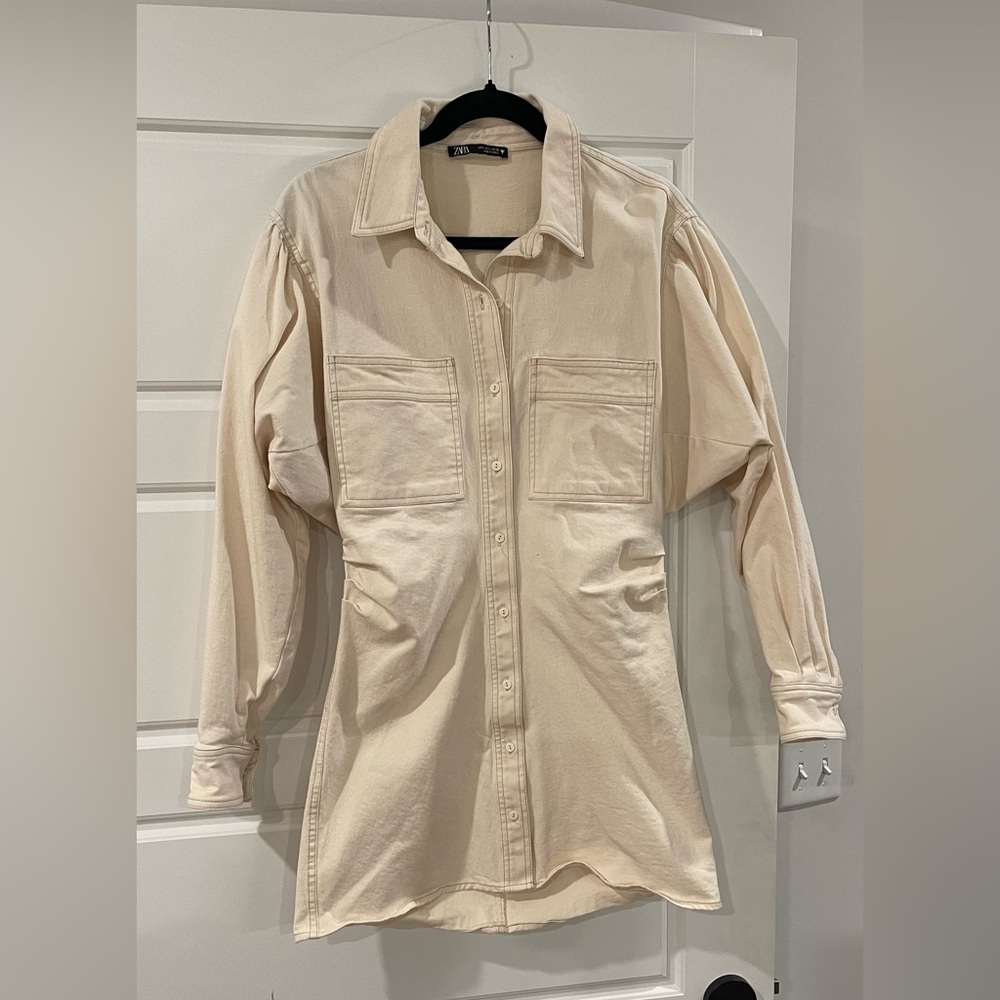 Zara dress size L cream long sleeve